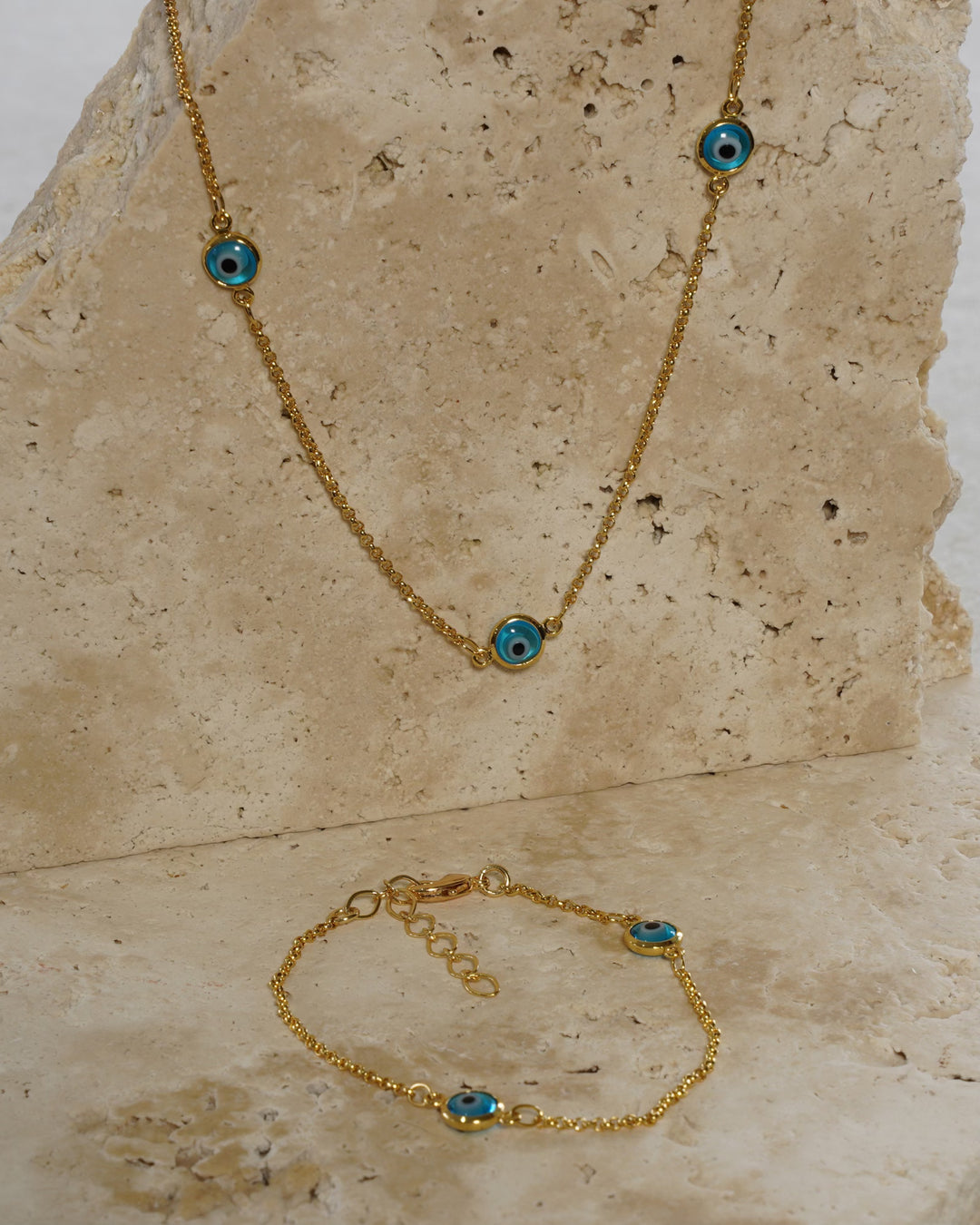 Gold protective eye necklace